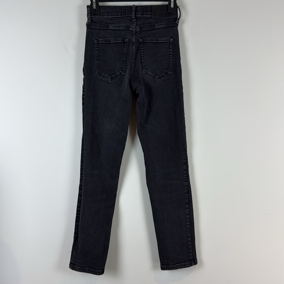 EVERLANE High Rise Slim Straight Cigarette Jeans Size 26 Black - Picture 5 of 11